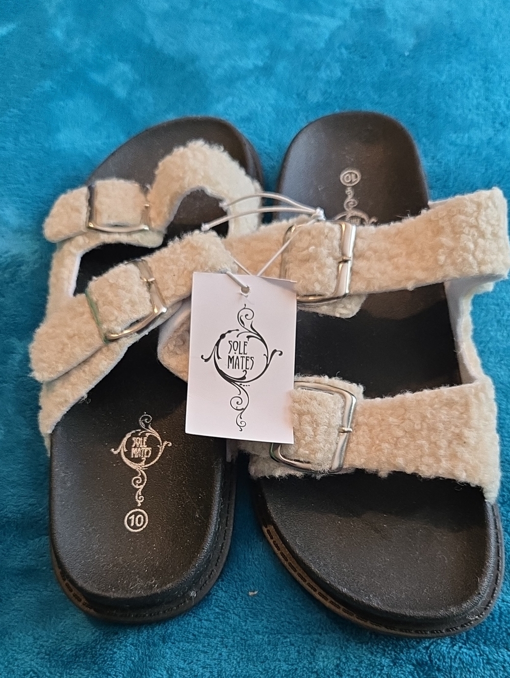 NWT Faux Fur Sandals Sz 10